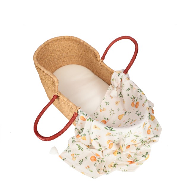 Fruits bamboo blanket with pom pom